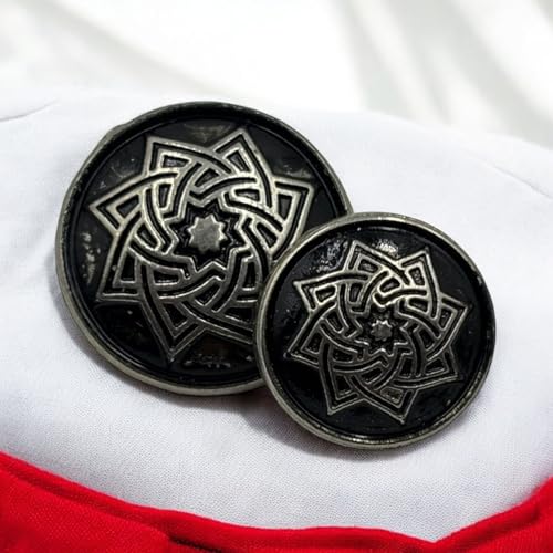 Image of REENA Metal Lotus 12 (6+6) Silver Black Round Button for Coat Blazer Suit, Sherwani and Indian Dresses Sports Coat Uniform Jacket Beautiful Ethnic Classy Design