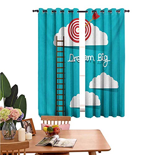 Mozenou Inspirational Sports Curtains Dream Big Phrase with Dart Board Fluffy Clouds Staircase