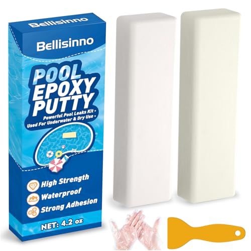 Pool Epoxy Putty 4.2 oz. Pool Putty Underwater or Above Fast Repair Fix Leaks Cracks Filling Sculpting 2 Part Epoxy Putty for Tile Concrete Fiberglass Cement and Other Surfaces (White)
