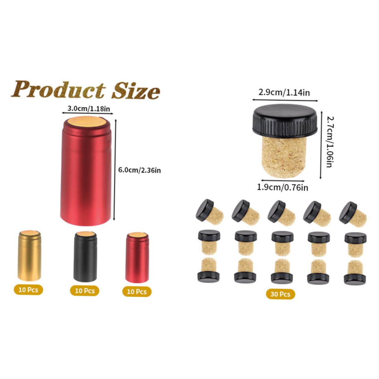Unomor 30sets Wine Bottle Heat Shrink Capsules for Sealing Airtight Closure for Homemade Wine for Preserving Flavor and Freshness