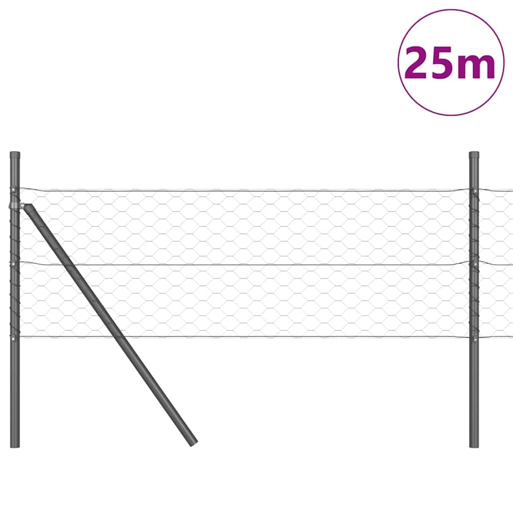 Zaunpfosten Set aus Stahl, 25 x 0,5 m, grau, für Außenbereich, robuste Metall Zaunpfosten für Garten und Terrasse, einfache Montage, wetterfest