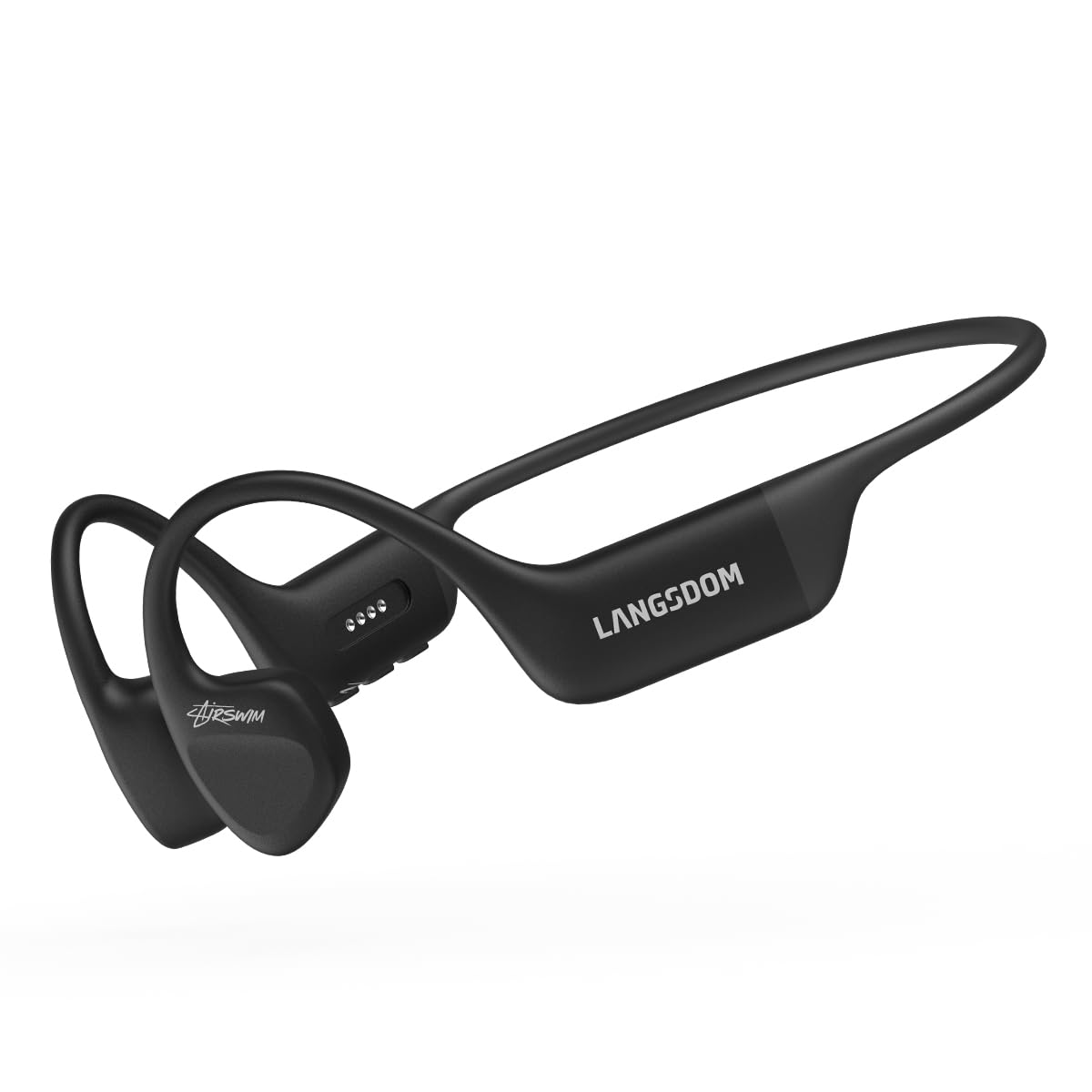Langsdom AirSwim Bone Conduction Headphones, IPX8 Waterproof, Skin-Friendly Silicone, 32GB Memory, 8H Battery, Bluetooth & MP3 Mode, Comfort Fit for