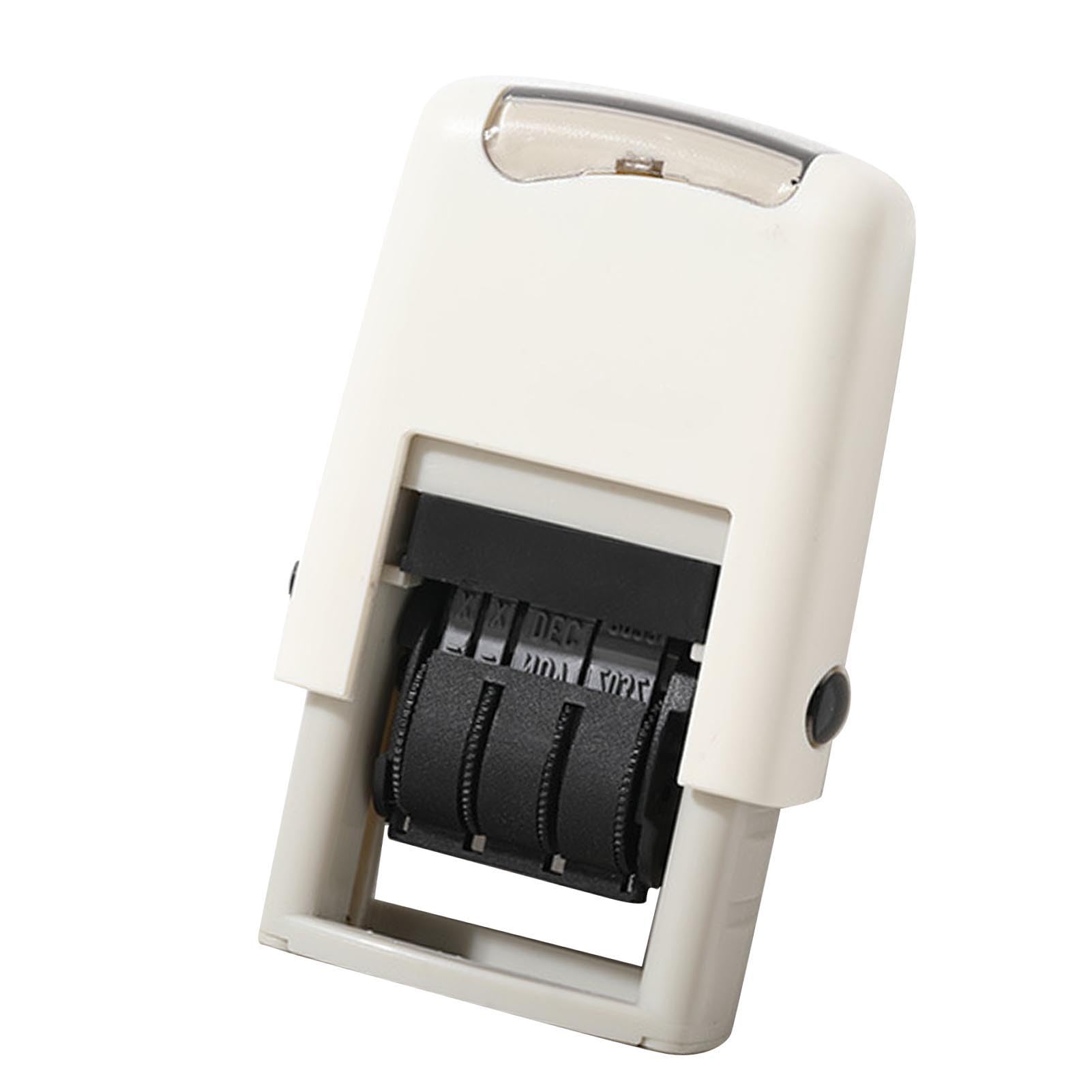 Naroote Adjustable Self Inking Date Stamp Clear Imprint Compact and Portable for Scrapbooking (White)