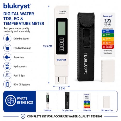Image of TDS & EC Meter for Water Testing 0-999 ppm LCD Display Temperature Reading | EC| Temperature Meter | TDS For Water Testing Best Quality With ±2% High Accuracy | TDS & EC For Water Quality Tester