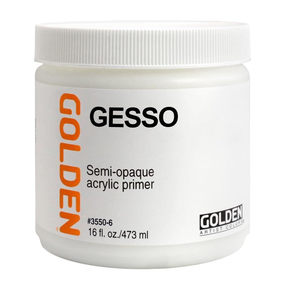 Gesso by GOLDEN, 16 fl. oz. Jar, Professional Acrylic Gesso, Opaque