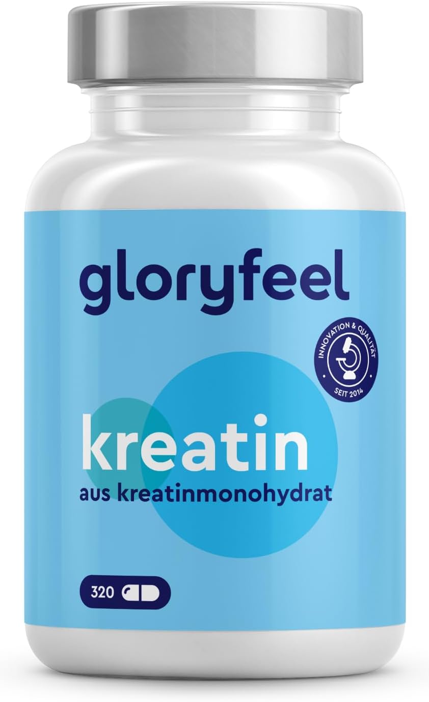 Creatine Capsules 320 Stuks – 3.412 mg Creatine Monohydraat per Dag – 3.000 mg Puur Creatine – Voor Krachttraining – Vegan, Glutenvrij, Laboratorium Getest