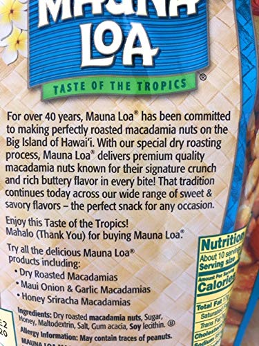 Mauna Loa Honey Roasted Macadamia Nut Value Pack 2 Bags! - Set of (2)10 Ounce Resealable Bags! Slow Roasted from Hawaii! Gluten Free! Preservative Free! Great Gift from Hawaii for Any Occasion!
