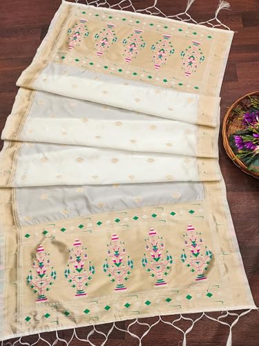 Image of DEVANGI Women's Woven Paithani Banarasi Silk Dupatta /Chunni For Women, Floral Print 1 Meter Wide and 2.3 Meter Length Printed Designer Dupatta /Chunni For Girls