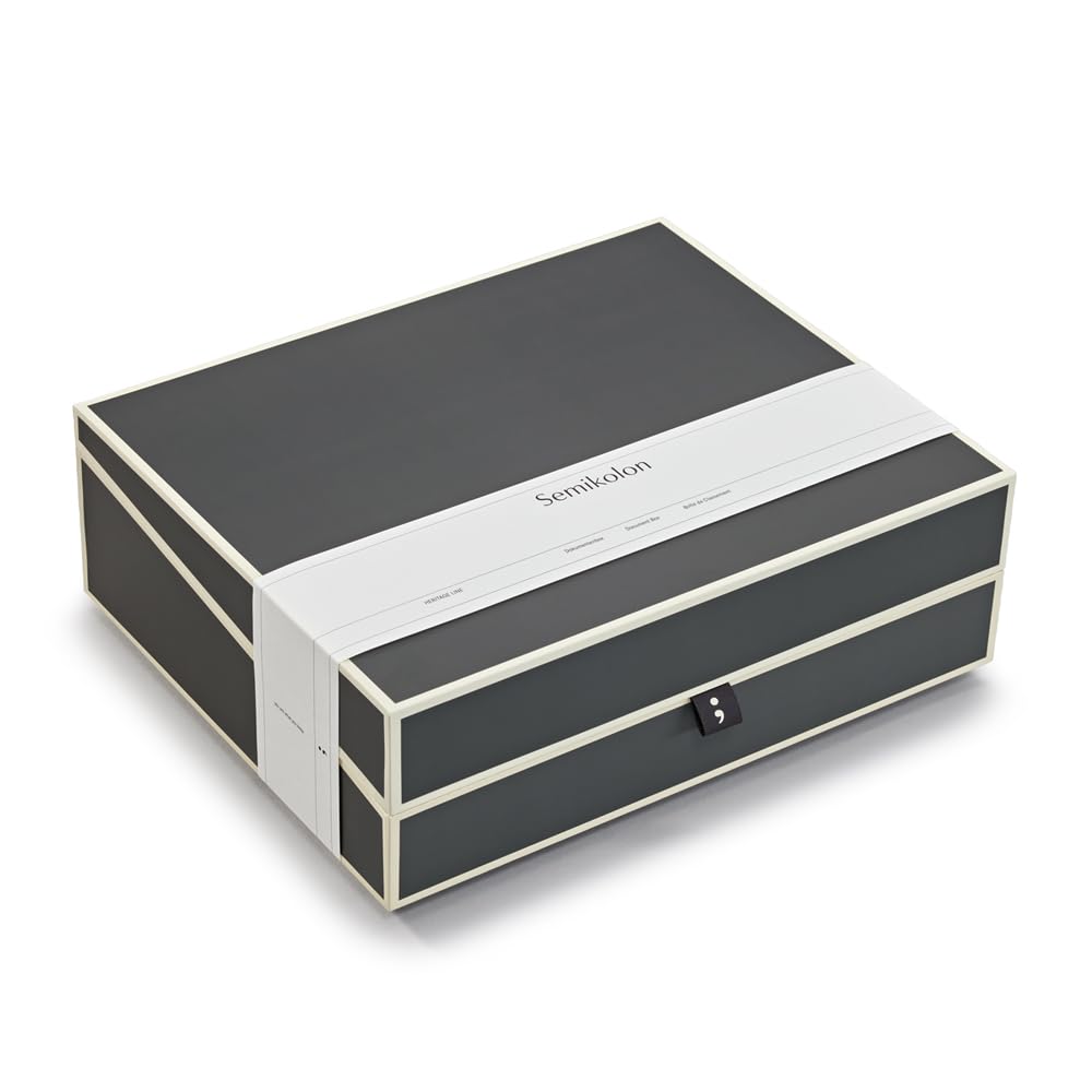 Semikolon 370089 Document box - Storage box for A4 documents - 31.5 x 26 x 10 cm - lava stone grey