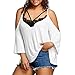 Produktbild OSYARD Damen Mode Plus Size Spaghetti Strap Open Schulter trägerlosen Spitze Tee Tops(EU 46 / XL, Weiß)