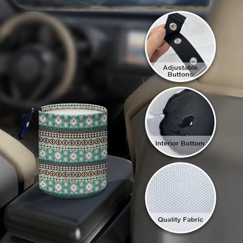 Image of Tribal Aztec Car Trash Can Collapsible Portable Car Garbage Bin for Car Front Seat, Back Seat, Floor, Headrest Rubbish Bin