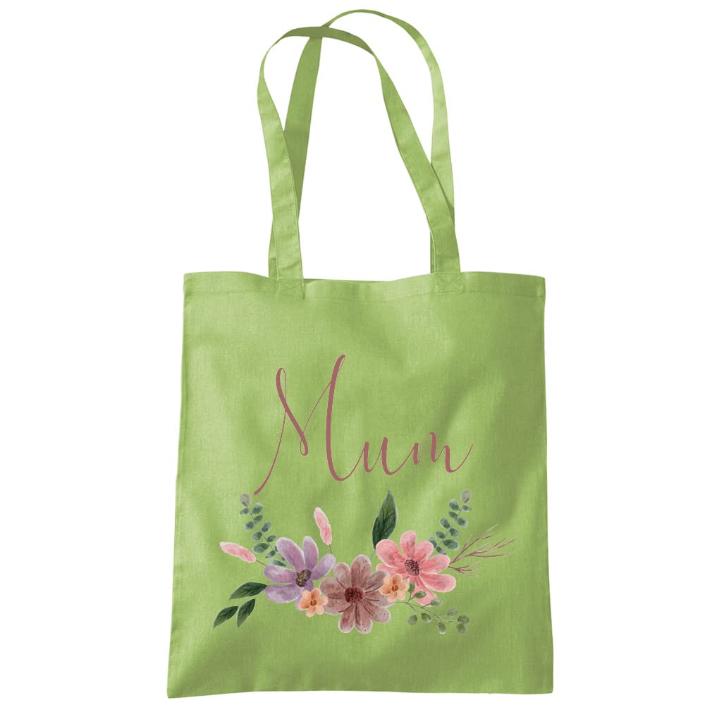 HotScamp Mum Flowers - Tote Shopping Bag - Mother's Day Mum Mama Mummy One size kiwi green
