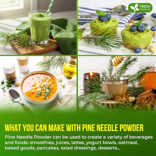 Image of FreshDrinkUS, Premium 8oz Pine Needle Leaves Powder, 100% Natural & Pure, Herbal Tea, Daily Infusion Botanical, No Sugar, No Caffeine, No Gluten, Vegan.