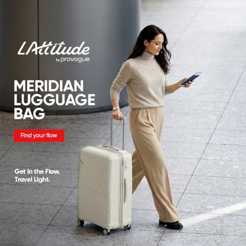 Image of Meridian Medium Check-in Suitcase 65 cm 24 inch Polypropylene Hard Trolley, 8 Spinner Wheels, 2-Pocket Convipack, Recessed Number Lock for Men & Women Ghost Grey /Limestone Grey