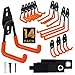 TECHSHARE Wandhaken Garage, 14 Stück Garagenhaken Wandhaken, 4 Verschiedene Größen, Schwerlasthaken für Gartengeräte, Werkstatt, Leiter, Garagenorganisation(Orange)