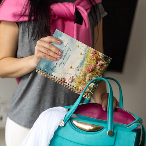 Carnet à spirale rustique à couverture rigide, cadeau chrétien floral