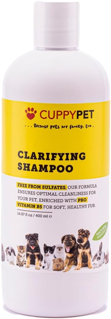 Cuppy Pet Natural Clarifying Shampoo for Dogs & Cats – Hypoallergenic, pH-Balanced, Sulfate-Free, Paraben-Free, 400ml – Deep Cleansing & Moisturizing Pet Shampoo