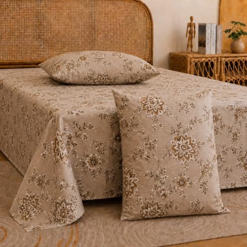 Image of Castiqa Elastic Fitted Supersoft Premium Polycotton 200TC Double Bedsheets King Size 78x72 Inch with 2 Pillow Covers (Fits Upto Mattress of 8Inches) (Multicolor II)