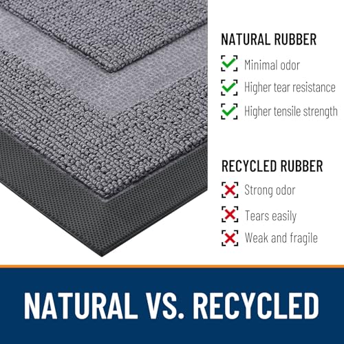 Image of OLANLY Half Circle Door Mat Indoor Outdoor Entrance Welcome, Waterproof All-Season, All-Weather Doormat, Sturdy Natural Rubber, Low Profile, Easy Clean Patio Porch Entryway Mat, 71x23, Classic Gray