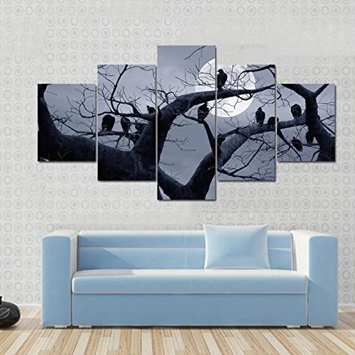 Canvas Wall Art Picture 5 Piece 200×100 Cm Bald Eagle With Scary Ghost Canvas Prints Art Prints Decor Artwork Modern Pictures For Home Decorations Living Room Bedroom -7V0L+E7J