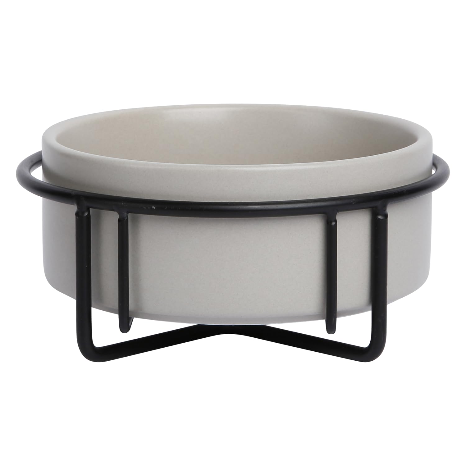JACK AND VANILLA, Bon Appetit Elegant Ceramic Bowl with Non-Slip Metal Stand for Dogs and Cats, Capacity 850 ml, Easy to Clean, Grey, Modern and Sophisticated Design, Model Bon Appetit