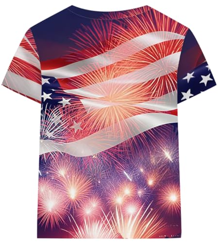 Image of Boys 4th of July Shirt American Flag Tshirt for Kids USA Flag Outfits Toddler Patriotic Tee Monster Truck Top T-Shirt 3-10T