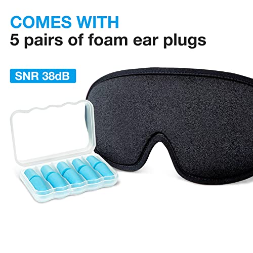 Lysian Sleep Eye Mask Men Women - Cooling Comfy Soft Mask 3D Concave Blackout Night Sleep Eyes Cover With Foam Ear Plugs For Sleeping,Yoga, Nap,Travel, Black #TOP5