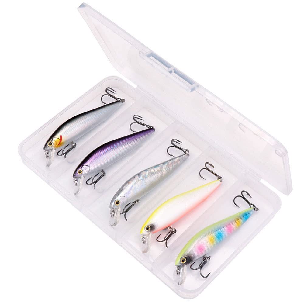 5pcs Negro Minnow Fishing Lure Set 90 mm 10g Wobblers de hundimiento for tuercos Luros Crankbaits Pesca Kit de Cebo Artificial (Color : 90mm 10g Seta)