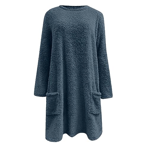Generisch Fleece Pullover Für Damen Pullover Winter Sweatshirt Herbst Pulli Elegant Teddy Fleecepullover Oberteile Warme Kuschel Winterpullover Oversized Warme Winter Damen
