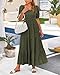 PRETTYGARDEN Womens Dresses Spring Elegant Short Sleeve Square Neck Smocked Loose Fit Plain Maternity Dress with Pockets(Army Green,XX-Large)