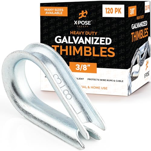 Galvanized Steel Thimbles for Wire Rope - 3/8 Inch - Marine Rigging, Sailing, Boat Anchor, Fishing, Railing, DIY, Hobby, Commercial, Industrial Applications - by Xpose Safety Pack of 120