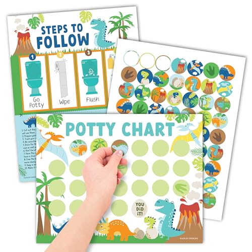 Hadley Designs Potty Training Chart for Boys with Fun Reward Stickers – 10 Potty Chart for...