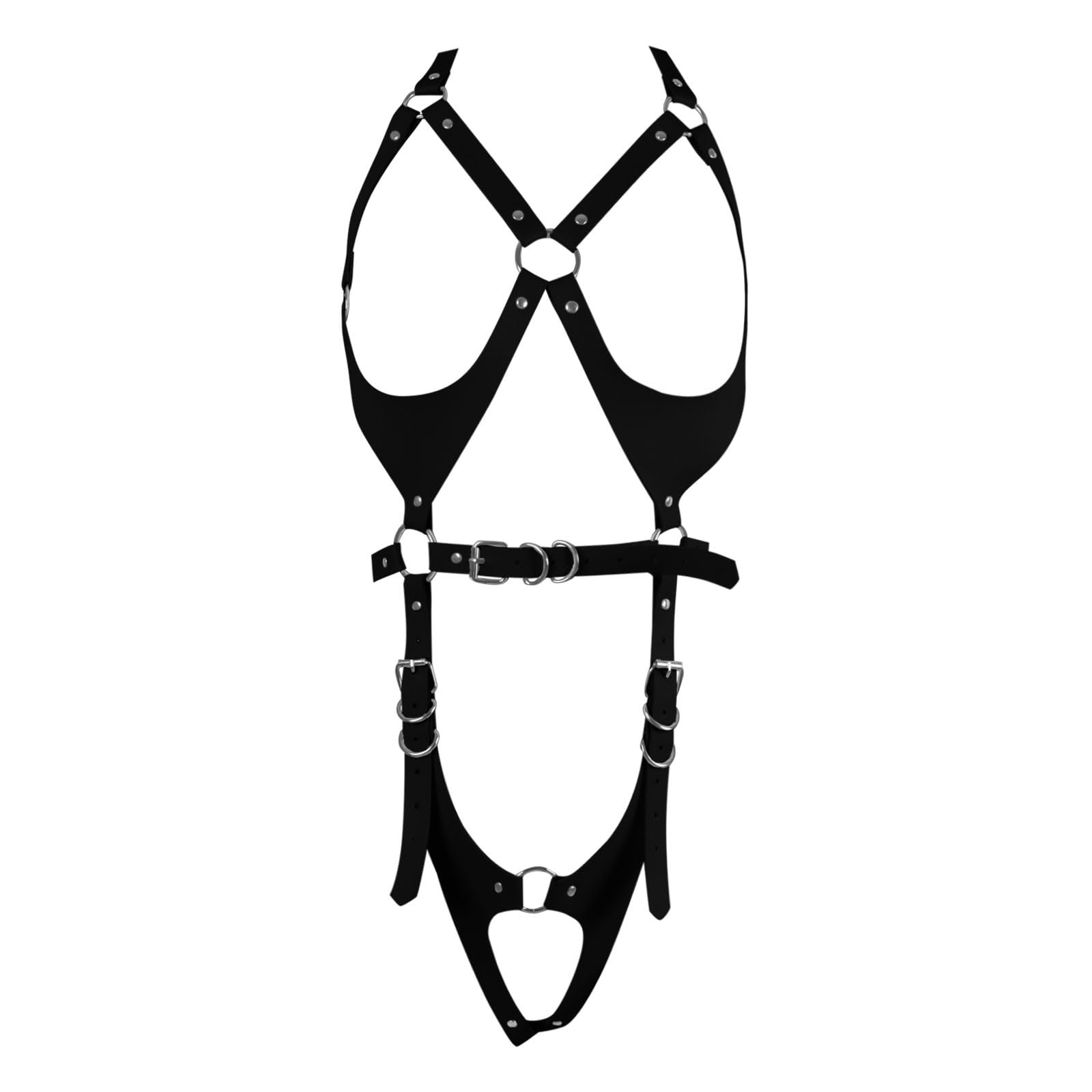 Lingerie Sets for Women Faux Leather Bondage Body Belt Sexy Punk Strapless Strap Lingerie Garter Belts: Black