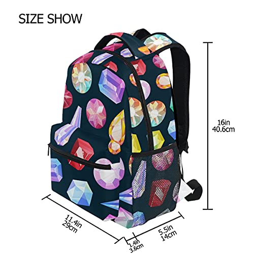 OTVEE Gemstones Seamless Pattern Backpack School Travel Bag Book Computer Laptop Bag Backpack Durable Casual Hiking Camping Daypack Purse For Girls Boys Teenagers Women Men3
