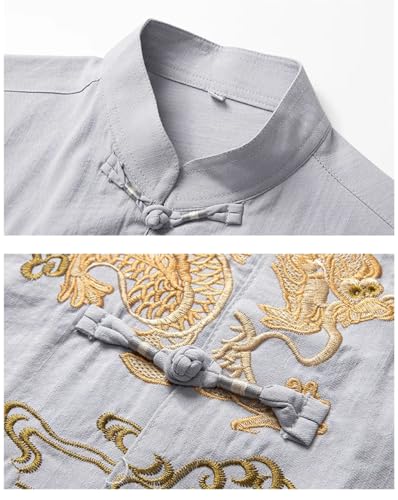 Rfmfkkg Mens Short Sleeve Suit Cotton Embroidery Chinese Style Middle-Aged Men's 2 Piece Outfit3