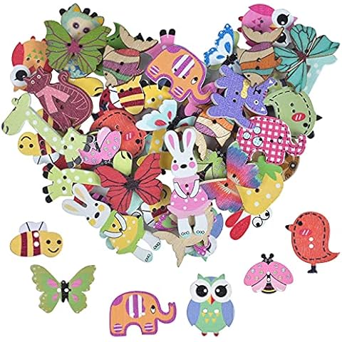 NiceLand Wooden Animal Sewing Buttons for Crafts Cover