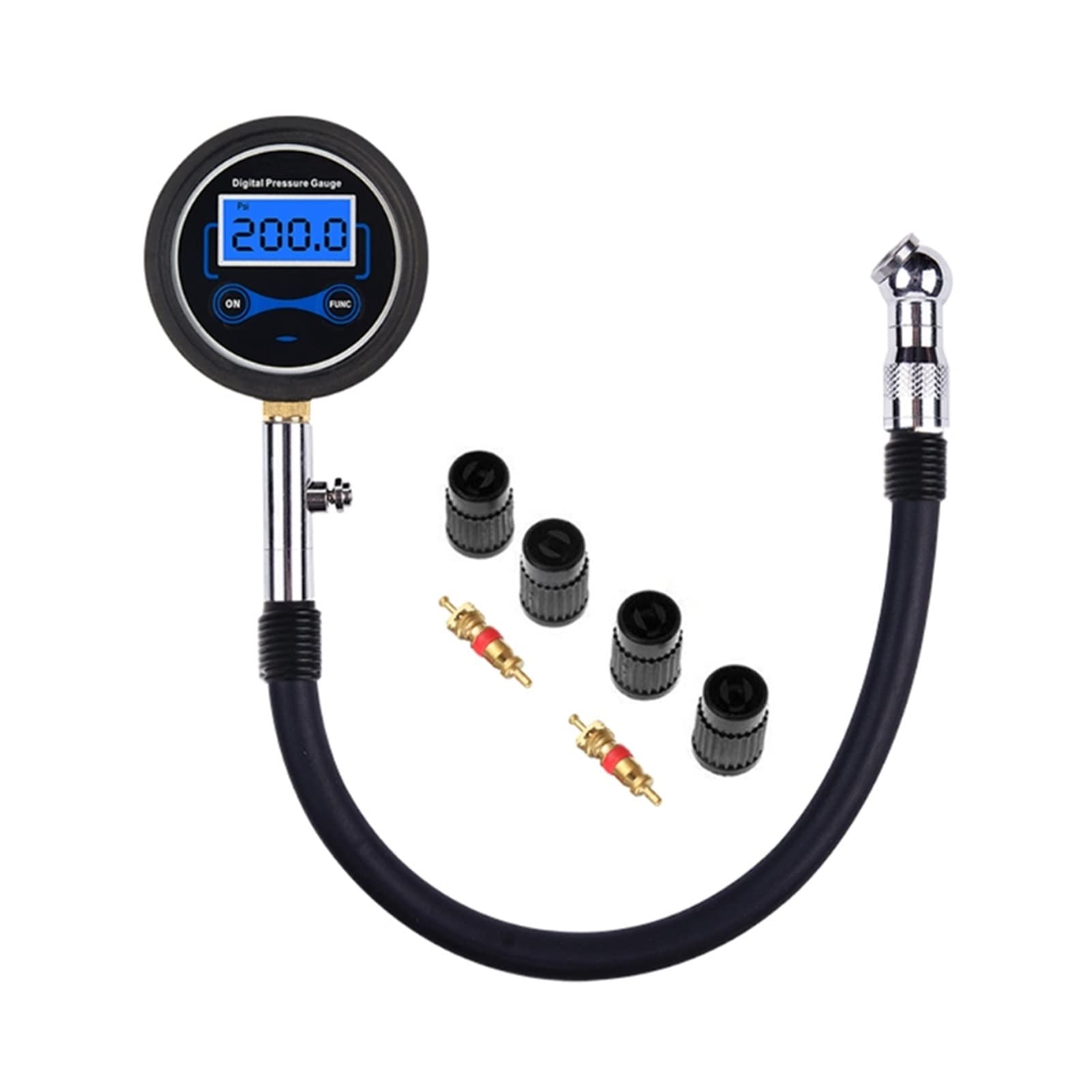 Manometro per Pneumatici Manometro per Pneumatici Display LCD con Adattatore per Tubo di prolunga (B)