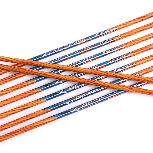 ACCMOS 12 pz Piel de Madera Eje de Flecha de Carbono Spine 350 400 500 600 700 ID 6,2 mm Accesorios para Arcos y Flechas, para Tiro al Arco Práctica o Caza Tiroteo (Spine 600, 28inch)
