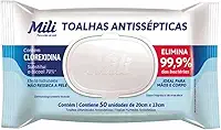 TOALHA UMEDECIDA ANTISSEPTICA C/50UN / MILI -SEM ÁLCOOL Branco