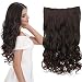 REECHO 16" 1-Pack 3/4 Full Head Curly Wavy Clips in on Synthetic Hair Extensions Hairpieces for Women 5 Clips 3.9 Oz per Piece - Dark Brown