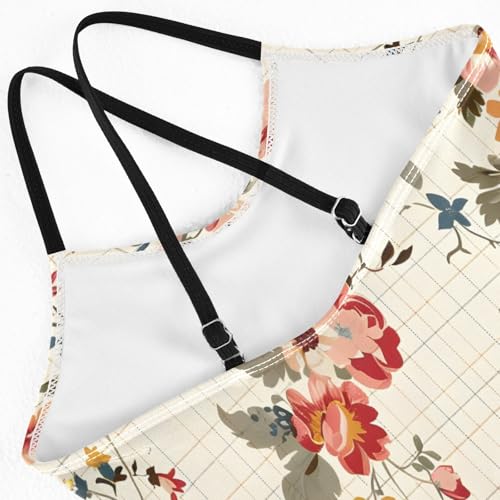 Floral Checked Girls One-Piece Swimsuit Quick Dry Beach Swim Bathing Suit4