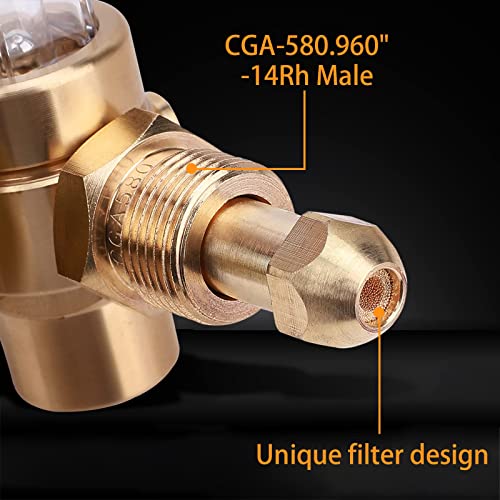 Argon Co2 Regulator, Tig Mig Welding Regulator Argon Flow Meter With 6.6Ft Gas Hose Cga-580 Inlet 0-3500Psi Pressure Gauge 10-60 Cfh #TOP2