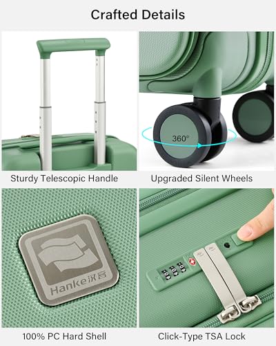 Image of Hanke Hardside Expandable Checked Luggage, 24 Inch Top Opening Trunk Luggages with Spinner Wheels, All-PC Hard Shell Suitcase, Lightweight TSA Checked-Medium(Forest Green, 83L)