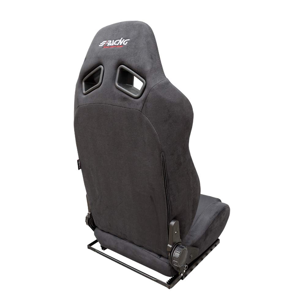Simoni Racing SRS/12 Sedile Sportivo Universale Charles, reclinabile e Ribaltabile, Rivestito in Velluto Nero con Cuciture Nere