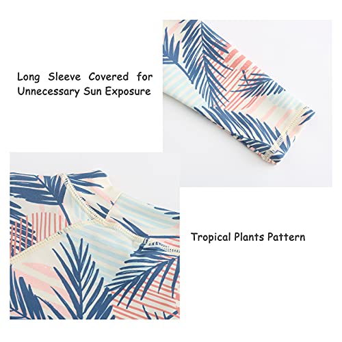 Image of Girls Two Piece Rash Guard Swimsuits Set Long Sleeve Bathing Suit with UPF 50+ Sun Protection Kids Sunsuits Swimwear Set