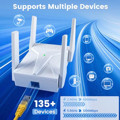 Image of 2026 AX1800 WiFi 6 Extender, WiFi Extender Signal Booster for Home-Dual Band (2.4G /5.8G), WiFi Booster with 8X Faster Access Point,Up to 17,888 Sq.Ft. & Support 135+ Smart Devices Easy Setup (White)