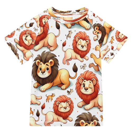 MNSRUU Toddler Boy Rash Guard Short Sleeve Swim Shirt Lion Print Rashguard 3T Beach Shirts Quick Dry,19