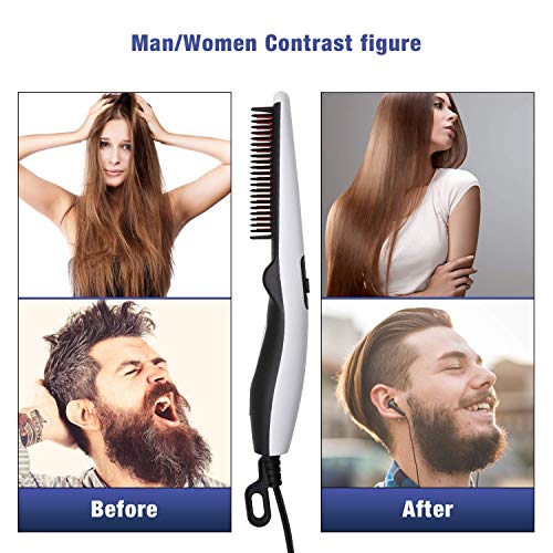 Image of Electric Beard Straightener Quick Hair Styler for Men Women Unisex Hair Comb Massage Beard Comb Multi-Functional Curly Hair Straightening Comb Curler