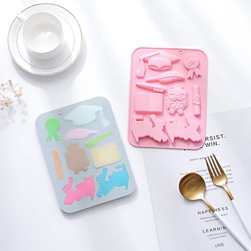 Miniatura 7 de jojofuny 2 moldes de silicona de graduación, moldes para hornear gelatina de chocolate con 9 confucio, moldes decorativos creativos para decoración
