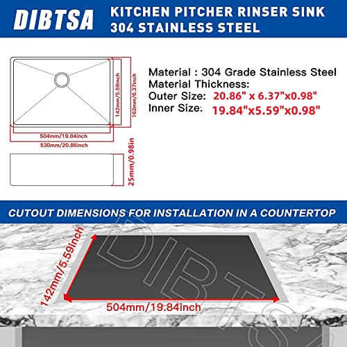 Dibtsa Glass Rinser, Stainless Steel Espresso Coffee Bar Countertop Pitcher Rinser Sink With Side Spray,Drain And Drip Tray, Silver Large Size 20.86 X 6.37 X 0.98 Inches #TOP2